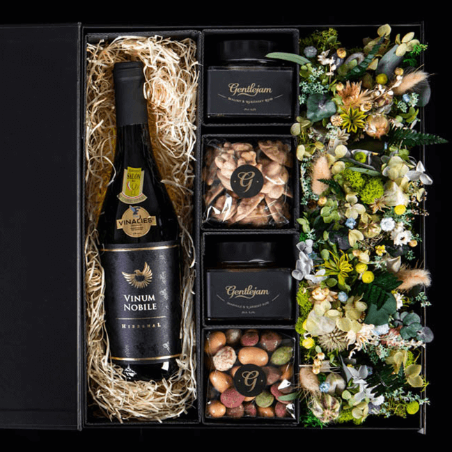 BOHO květinový box s ALKO džemy a čoko dobrotami